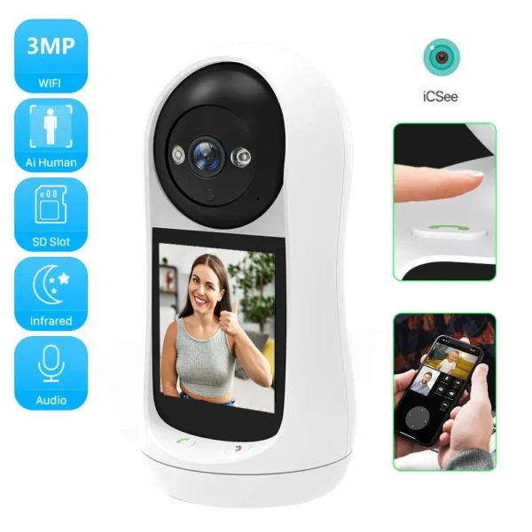 Cámara Inteligente de Interior con Pantalla y Wi-Fi 3M] - Imagen 5