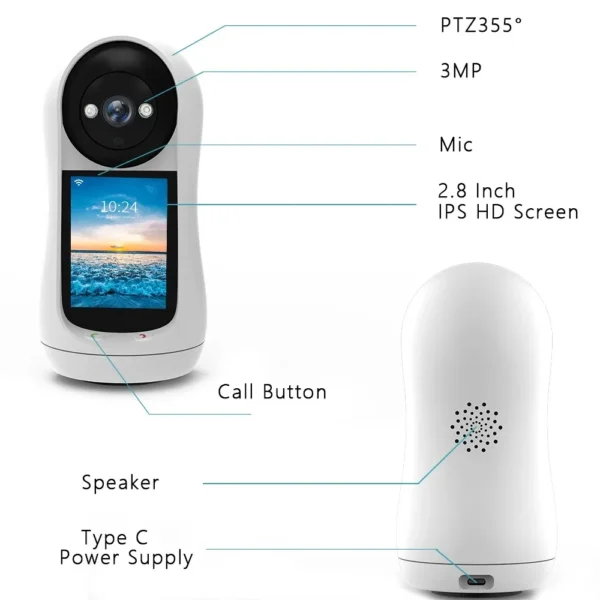 Cámara Inteligente de Interior con Pantalla y Wi-Fi 3M] - Imagen 3
